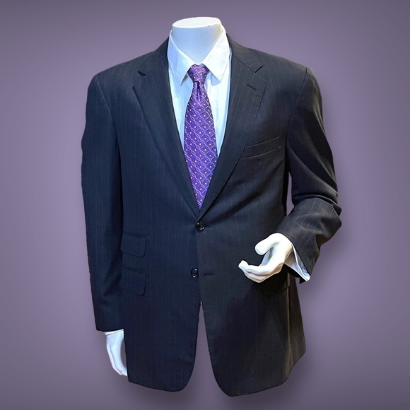 Edward Baumann Clothiers Men’s Charcoal Pinstripe Blazer - Approximate Size 46” - Picture 1 of 12